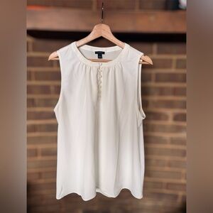 Ann Taylor Cream Sleeveless Blouse